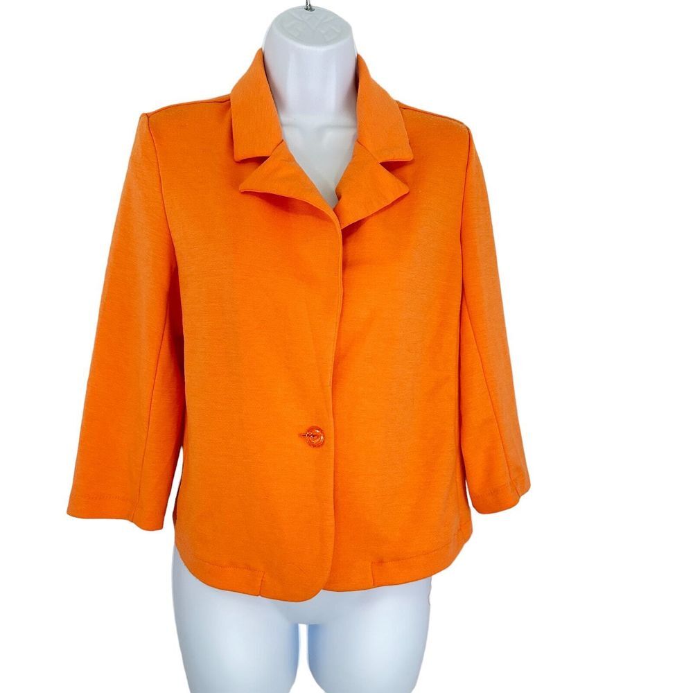 Ali & Kris Juniors SZ M Orange Knit Single Button Short Blazer Jacket NWT‎